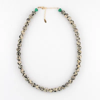 Kris Nations Women's Dalmatian Jasper Gemstone Baller Necklace In Orange