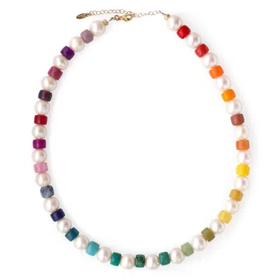Kris Nations Women's Freshwater Pearl Rainbow Necklace