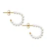 Kris Nations Women's Gold Freshwater Pearl Huggie Post Hoop Earrings