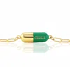 Kris Nations Women's Gold / Green Chill Pill Enamel Bracelet Gold Filled & Emerald Green Enamel In Multi