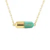 Kris Nations Women's Green / Blue Big Chill Pill Chain Necklace Turquoise & Gold Filled In Multi