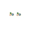 Kris Nations Women's Green / Blue / Pink Modernist Bezel Crystal Stud Earrings Gold Vermeil In Multi
