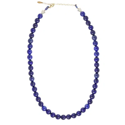 Kris Nations Women's Green Lapis Baller Gemstone Beaded Necklace