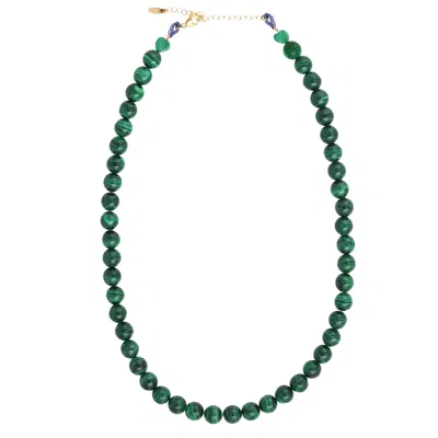 Kris Nations Women's Green Malachite Baller Gemstone Beaded Necklace