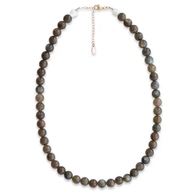 Kris Nations Women's Grey Labradorite Gemstone Baller Necklace