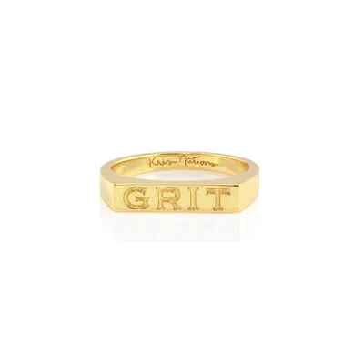 Kris Nations Women's Grit Engraved Ring - Gold