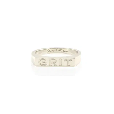 Kris Nations Women's Grit Engraved Ring - Silver In Metallic