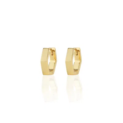 Kris Nations Women's Hexagon Hinged Huggie Hoop Earrings - Gold