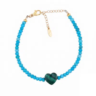 Kris Nations Women's Malachite Heart & Turquoise Beaded Bracelet - Gold In Pattern