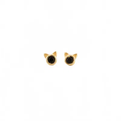 Kris Nations Women's Midnight Whiskers Cat Stud Earring In 18k Gold Vermeil In Multi