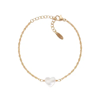 Kris Nations Women's Mother Of Pearl Heart Bracelet - Gold