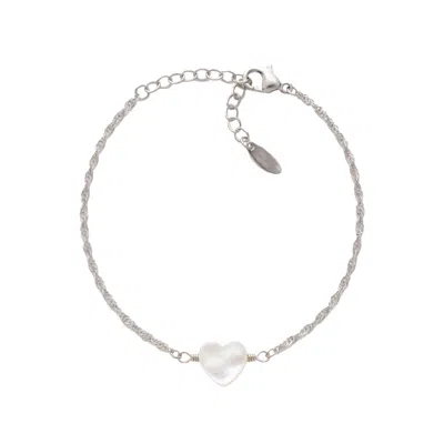 Kris Nations Women's Mother Of Pearl Heart Bracelet - Silver