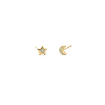 Kris Nations Women's Opal Star Moon Stud Earrings In Gold