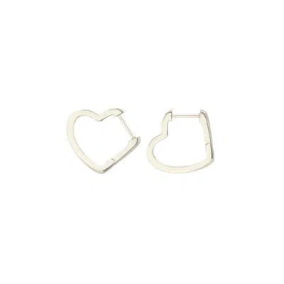 Kris Nations Women's Open Heart Hinged Huggie Hoop Earrings - Silver In Metallic