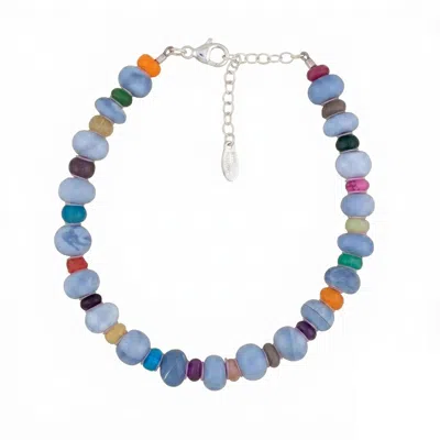 Kris Nations Women's Oregon Blue Opal & African Opal Beaded Bracelet - Silver