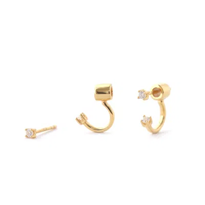 Kris Nations Women's Petite Crystal Arc Earring Jackets - Gold