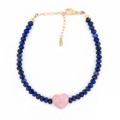 Kris Nations Women's Pink Opal Heart & Lapis Beaded Bracelet - Gold In Blue