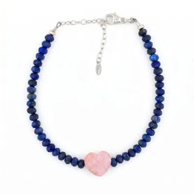 Kris Nations Women's Pink Opal Heart & Lapis Beaded Bracelet - Silver In Blue