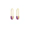Kris Nations Women's Pink / Purple Safety Pin Enamel Hoop Earrings Gold Aubergine