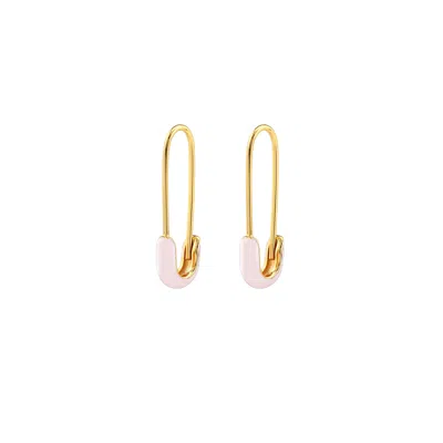 Kris Nations Women's Pink / Purple Safety Pin Enamel Hoop Earrings Gold Light Pink