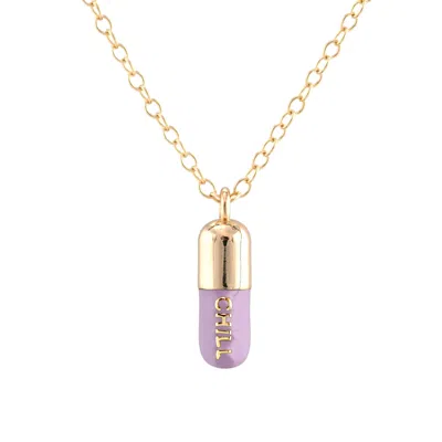 Kris Nations Women's Purple Chill Pill Enamel Necklace Gold Filled & Peri Lilac