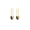 Kris Nations Women's Safety Pin Enamel Hoop Earrings Gold Black