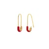 Kris Nations Women's Safety Pin Hoop Earrings Gold Red