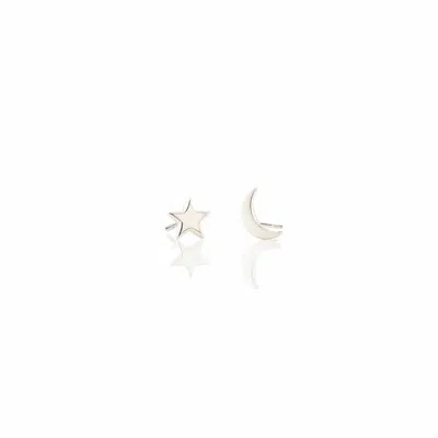 Kris Nations Women's Star & Moon Stud Earrings - Sterling Silver