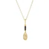 Kris Nations Women's Tennis Racket Enamel Charm Necklace Gold Vermeil In Gold