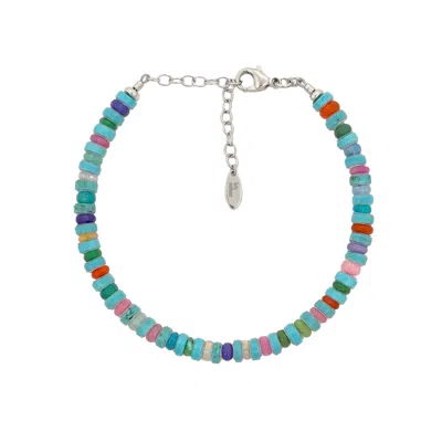Kris Nations Women's Turquoise & Multicolor Opal Bracelet - Silver