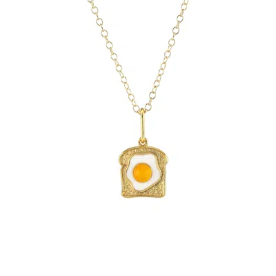 Kris Nations Women's White Egg On Toast Enamel Charm Necklace