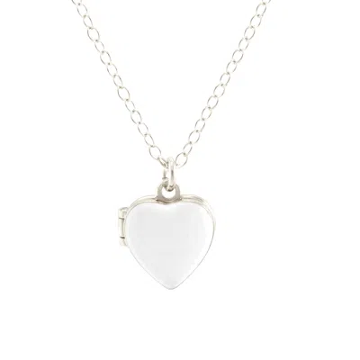 Kris Nations Women's White / Silver Enamel Heart Locket Sterling Silver + White Enamel