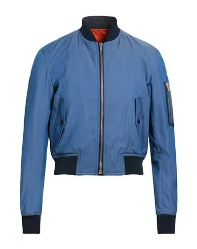 Kris Van Assche Man Jacket Blue Size 36 Cotton, Polyamide