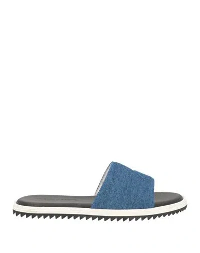 Kris Van Assche Man Sandals Blue Size 10 Textile Fibers