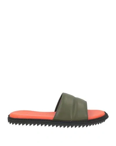 Kris Van Assche Man Sandals Military Green Size 10 Leather