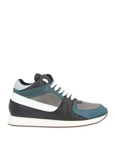 Kris Van Assche Man Sneakers Slate Blue Size 11 Leather