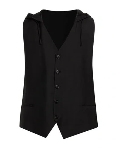 Kris Van Assche Man Tailored Vest Black Size 38 Cotton, Mohair Wool