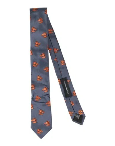 Kris Van Assche Man Ties & Bow Ties Slate Blue Size - Silk