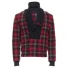 Kris Van Assche Red Virgin Wool Checkered Cotton Trim Bomber
