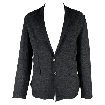 Pre-owned Kris Van Assche Size 42 Black Distressed Cotton Blend Sport Coat