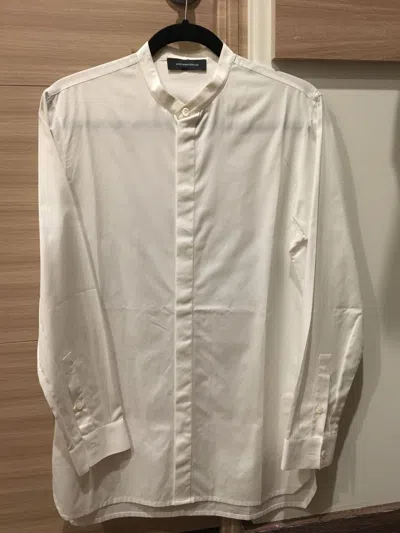 Pre-owned Kris Van Assche White Mandarin Mao Collar Shirt Size 44