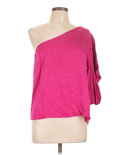 Pre-owned Krisa 3/4 Sleeve Top Pink One Shoulder Neckline Tops