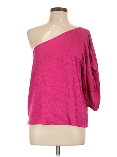 Pre-owned Krisa 3/4 Sleeve Top Pink One Shoulder Neckline Tops