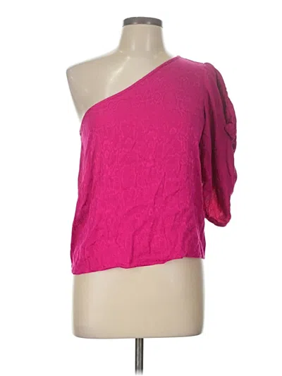 Pre-owned Krisa 3/4 Sleeve Top Pink One Shoulder Neckline Tops