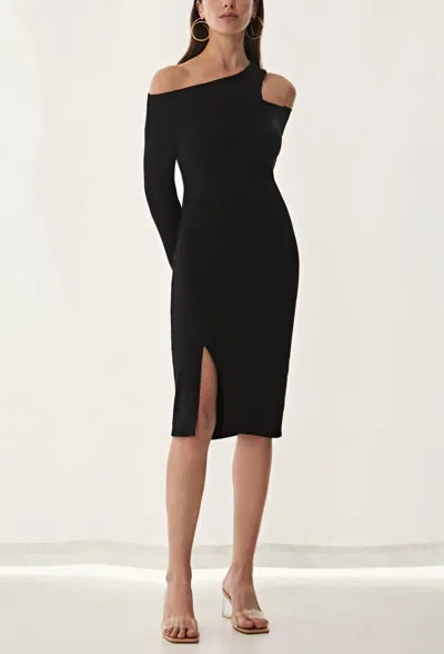 Krisa Asymmetrical Cutout Dress In Black