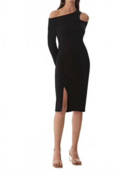Krisa Asymmetrical Cutout Midi Dress In Black