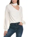 Krisa Asymmetrical Keyhole Turtleneck Blouse In Cream In White