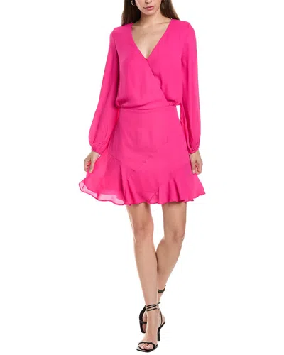 Krisa Asymmetrical Skirt Long Sleeve Dress In Pink