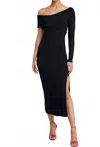Krisa One Sleeve Midi Dress In Black