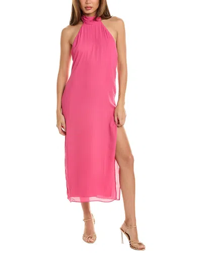 Krisa Halter Midi Dress In Pink